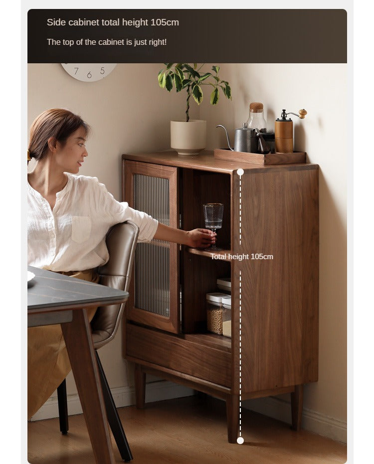 Black Walnut, Golden Sandalwood Solid Wood Side Cabinet North American FAS Grade