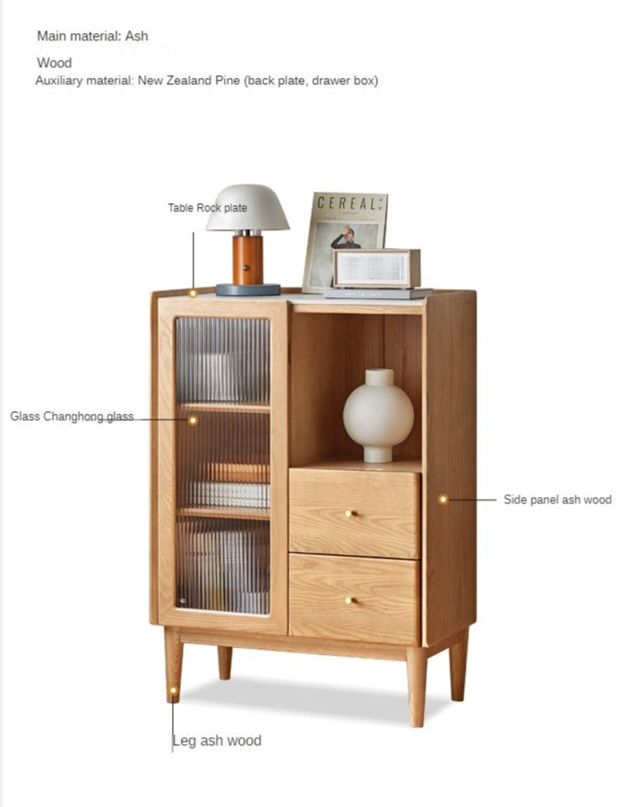 Ash Solid Wood Side Cabinet Storage.