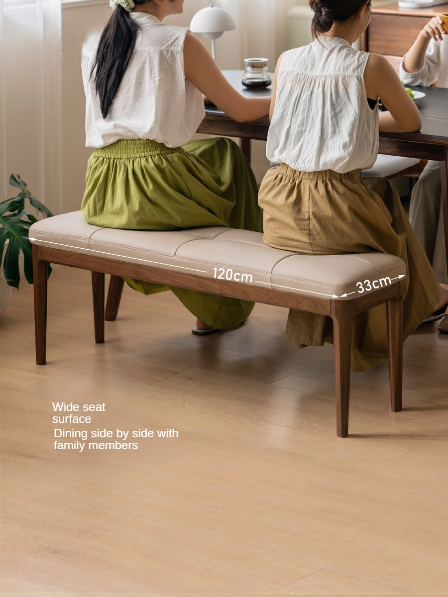 Black Walnut Solid Wood Long Bar Soft Bench