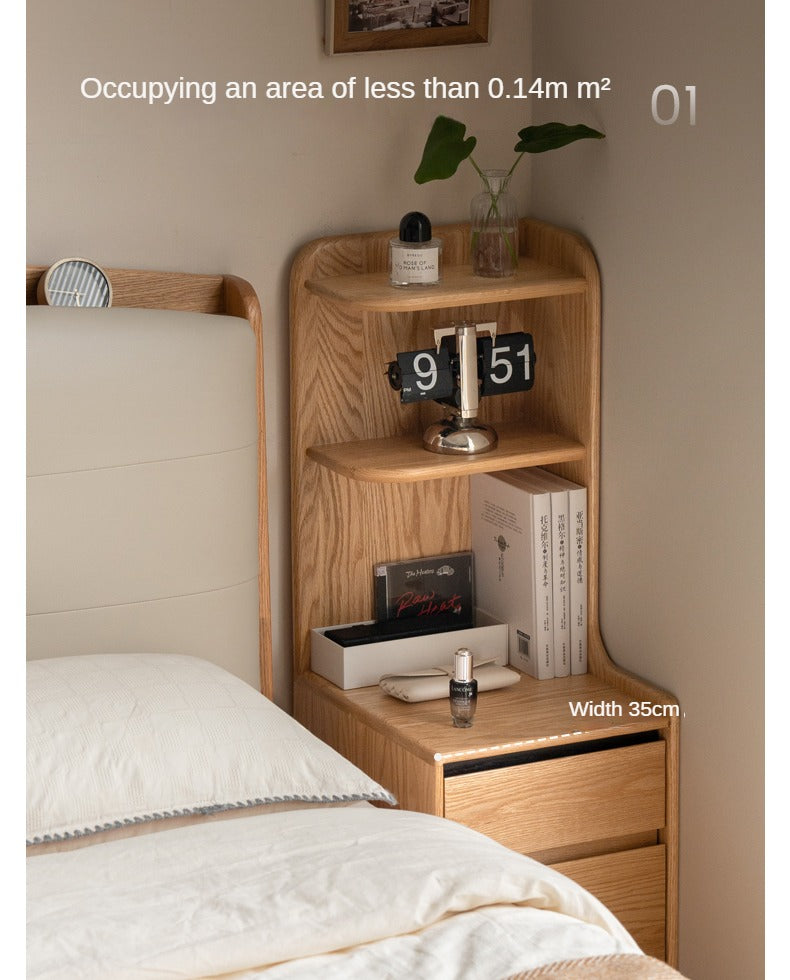 Oak Solid Wood Modern Nightstand.