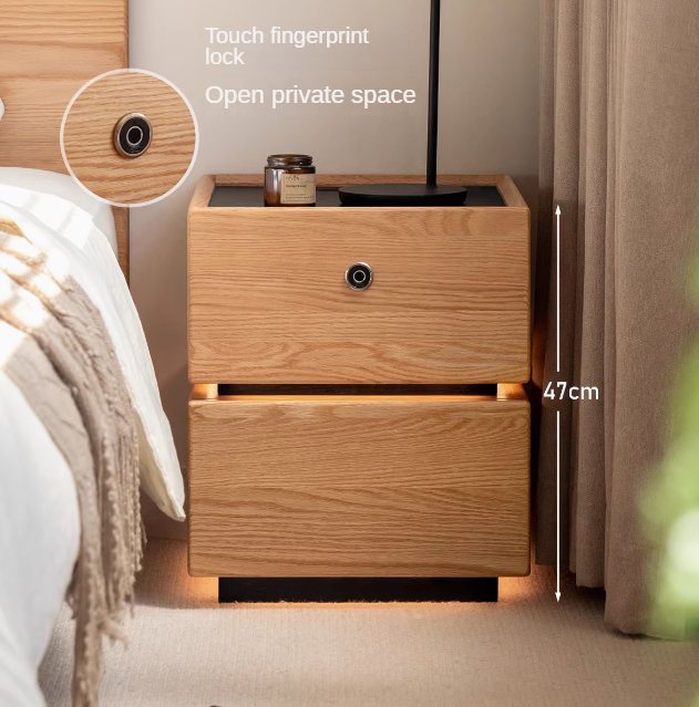 Ash, Oak, Sandalwood Multifunctional Nightstand
