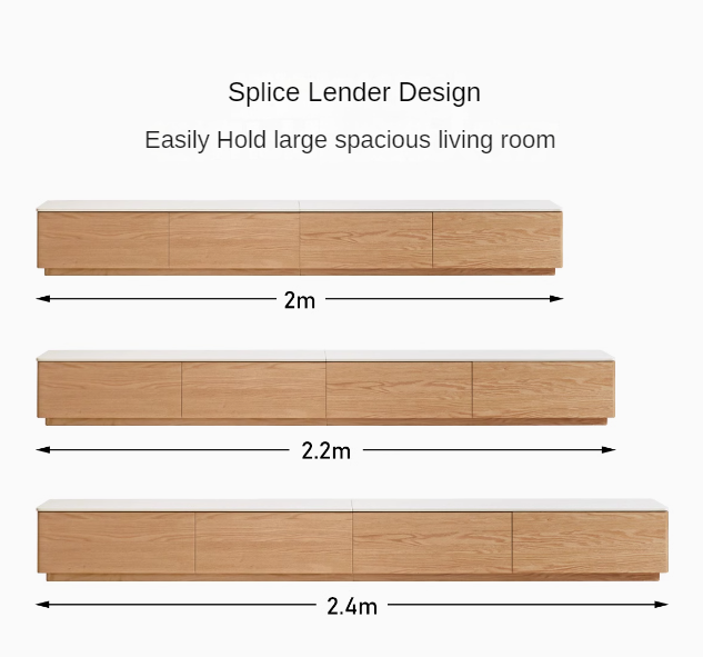 Oak, Rubber wood Solid Wood Modern Rock Slab Floor TV Cabinet