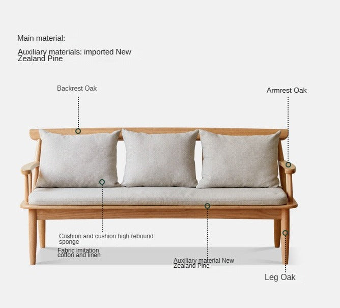 Oak Solid Wood Windsor Sofa Winter/Summer Dual Use.