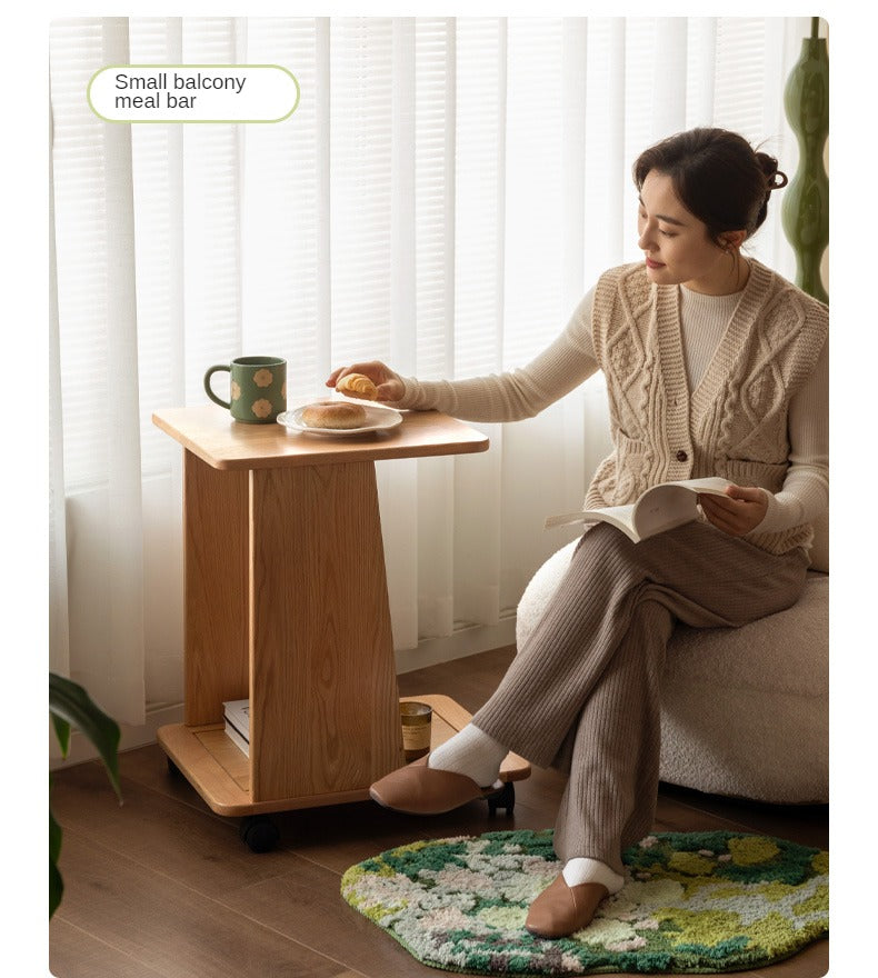 Oak Solid Wood Mobile Storage Rack