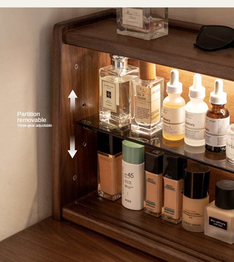 Black Walnut, Walnut Tree Solid Wood Retractable Vanity Table.