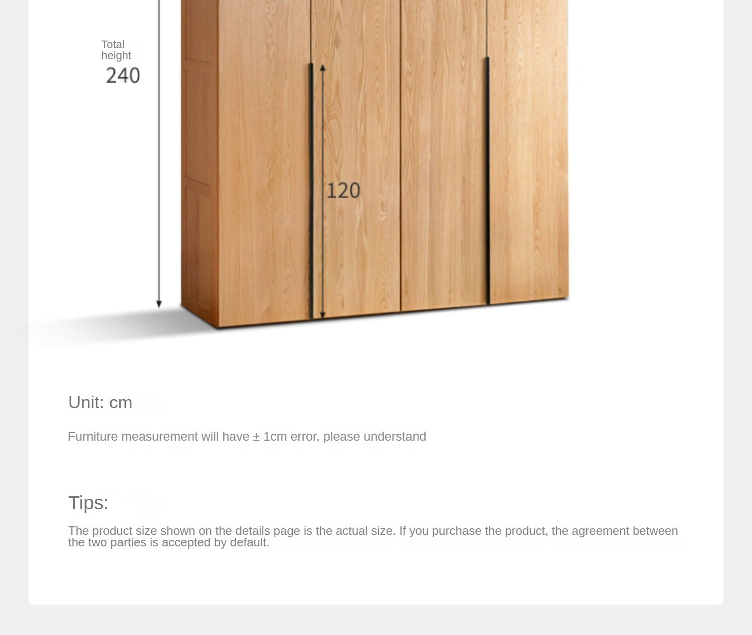Oak solid wood high wardrobe modern"