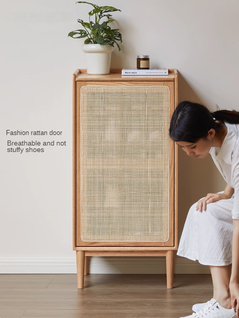 Oak Solid Wood Narrow Style With Doorshoe Cabinet