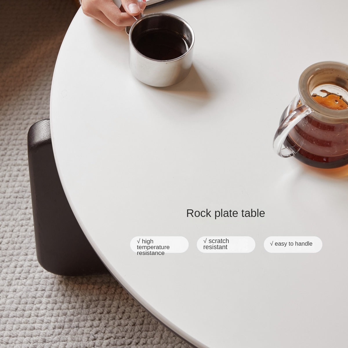 Oak Solid Wood Slate Black Coffee Table