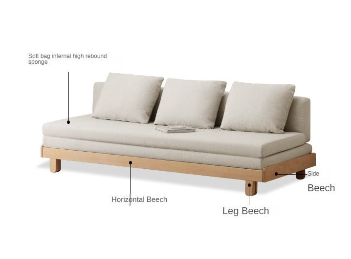 European Beech Solid Wood Sofa Bed Retractable Folding Bbed.