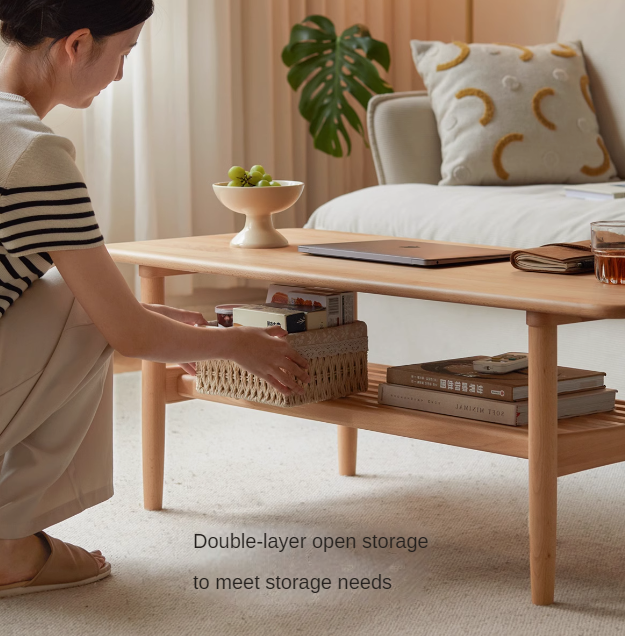 European Beech Solid Wood Modern Coffee Table