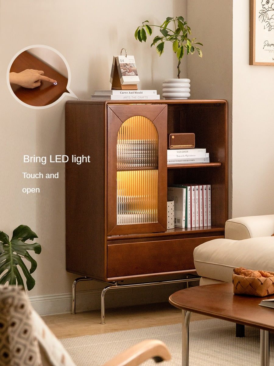 Black Walnut, Poplar Solid Wood Side Cabinet.