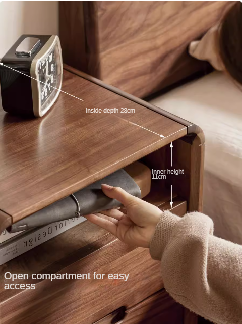 Black Walnut Solid Wood Modern Storage Small Nightstand