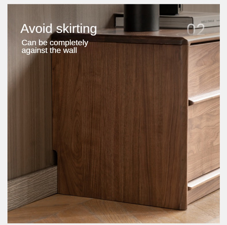 Black Walnut, Sandalwood, Ash, Oak Solid Wood Italian Light Luxury Floor TV Cabinet.