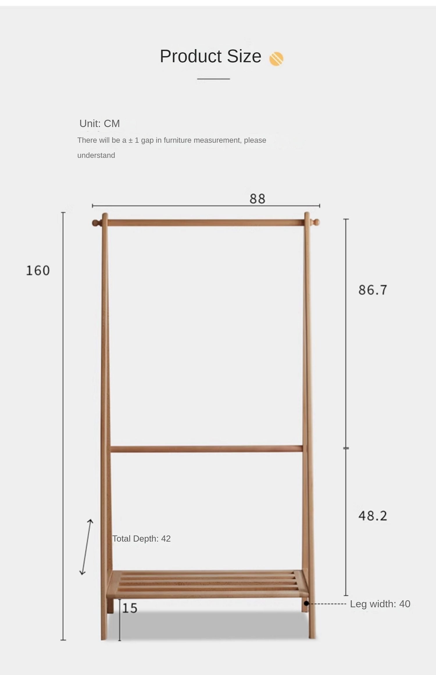 European Beech Solid Wood Clothes Rack Floor-Standing Coat Rack
