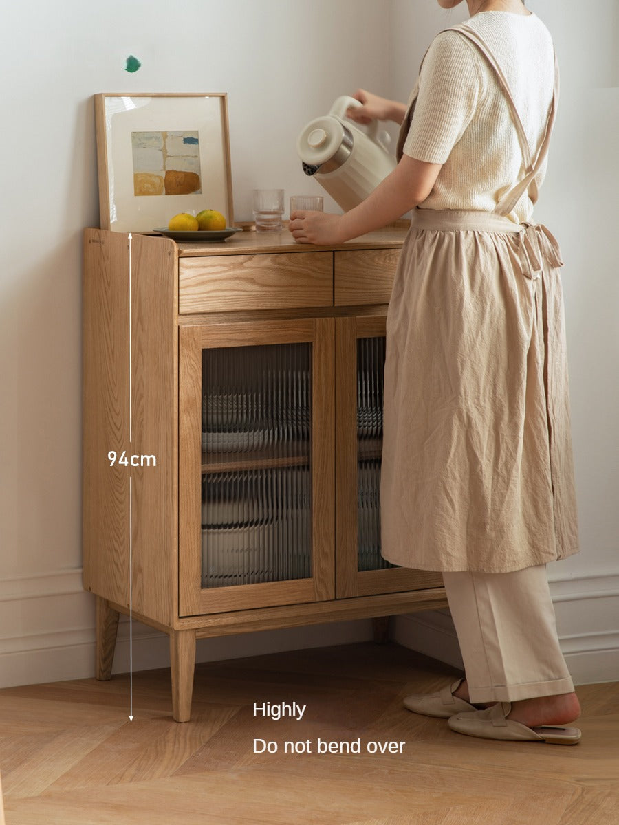 Oak Solid Wood, Solid RubberWood Nordic Modern Sideboard