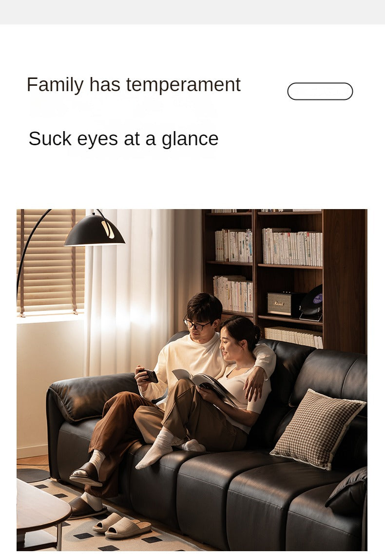 Leather First Layer Yellow Cowhide Piano Key Leather Sofa,