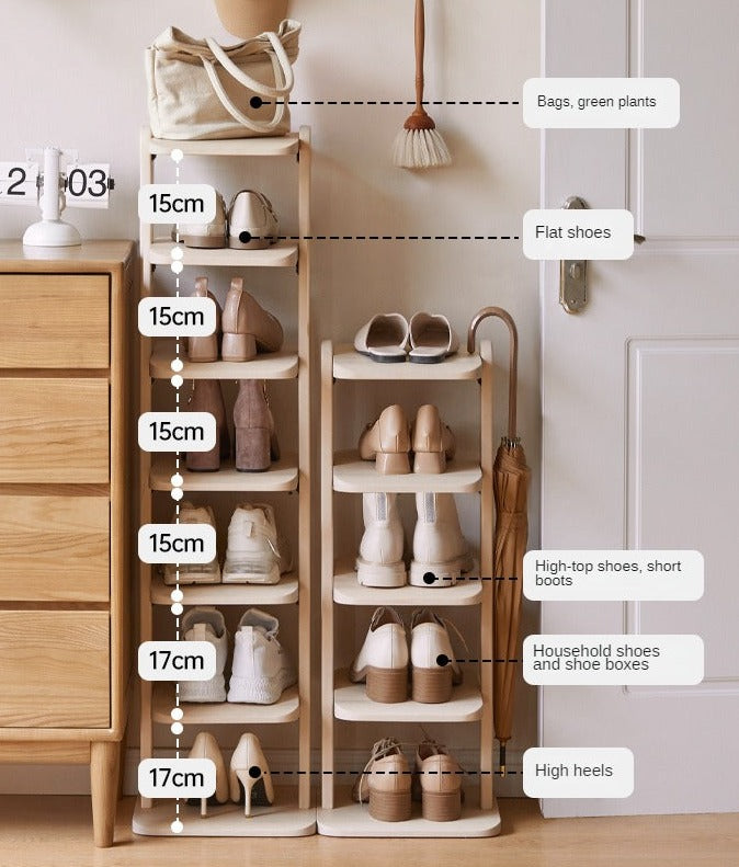 Rubberwood, Beech Solid Wood Narrow Shoe Rack