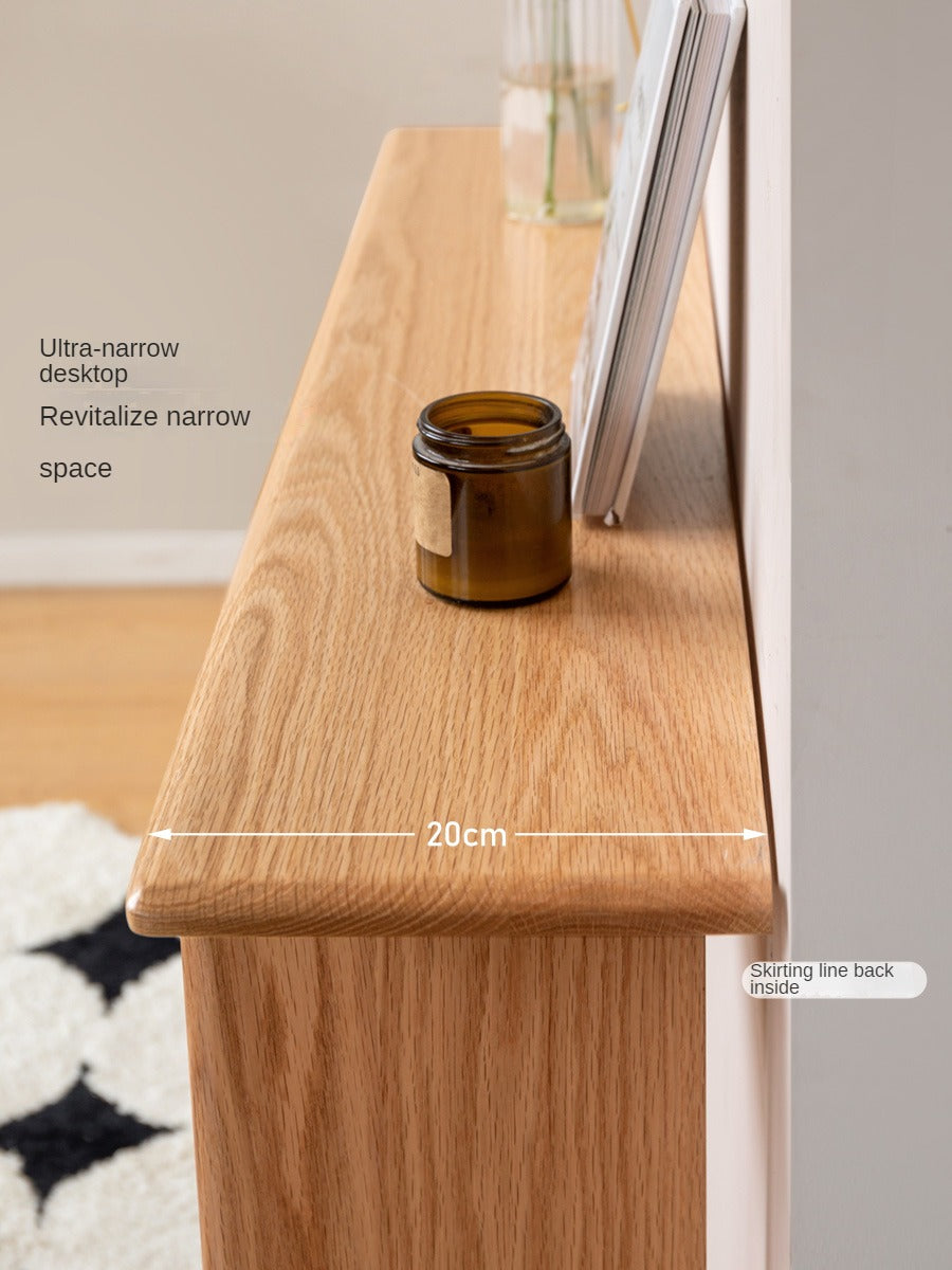 Oak Solid Wood, Solid Rubberwood Entrance Corridor Wall Strip Case Ultra-Narrow Table