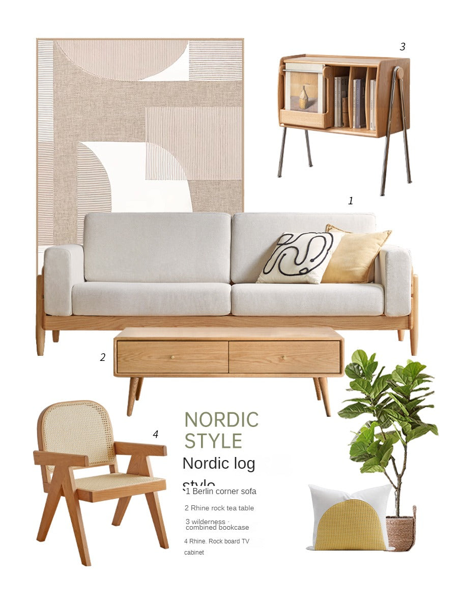 Ash Solid Wood Fabric Sofa.