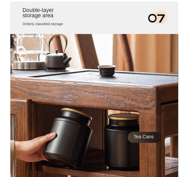 Oak, Ash Solid Wood Retractable Tea Table Tea Maker Integrated