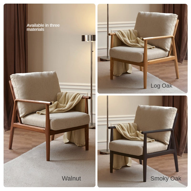 Black Walnut Solid Wood Leisure Armchair & Footstool )