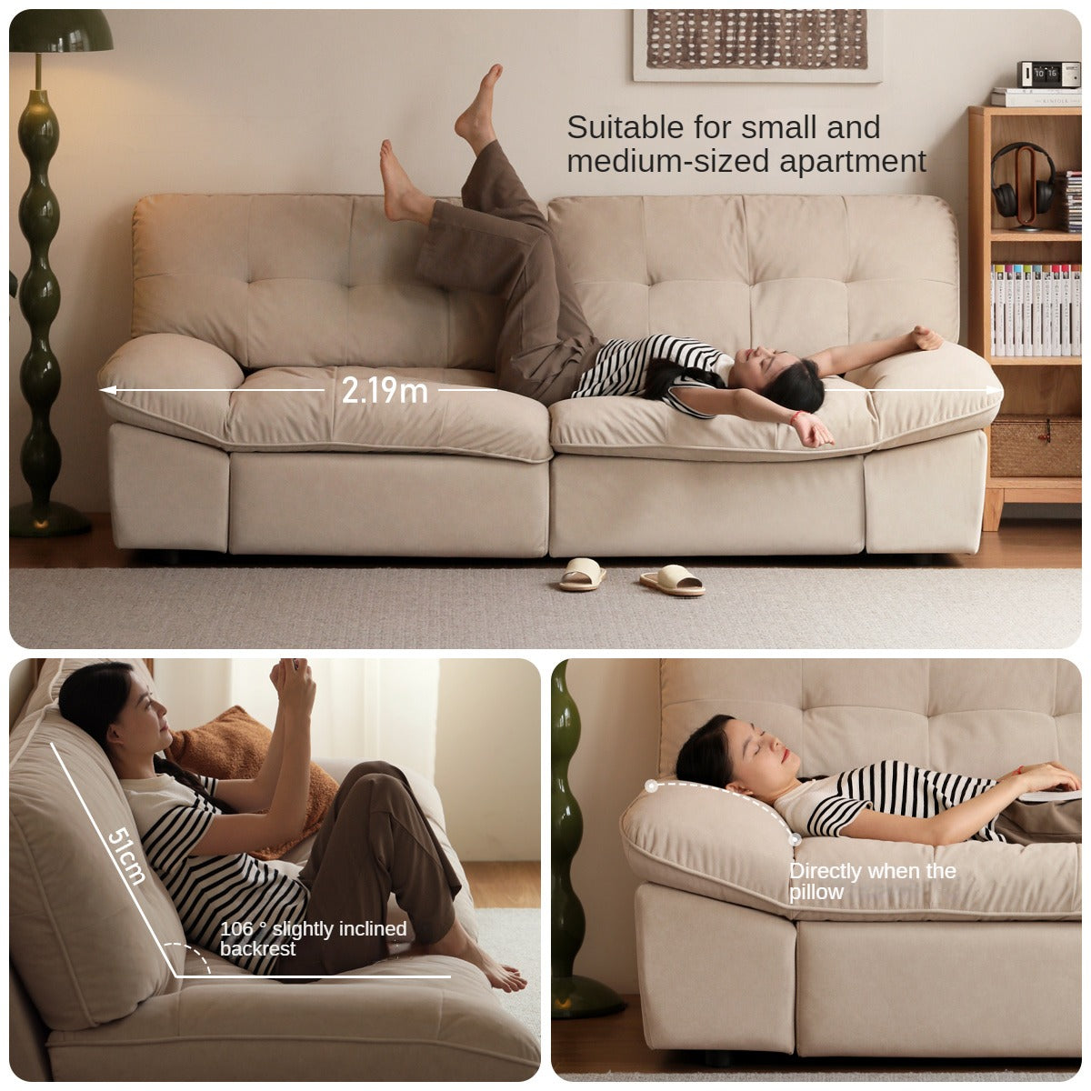 Fabric Sofa Italian Minimalist White Cloud Sofa.