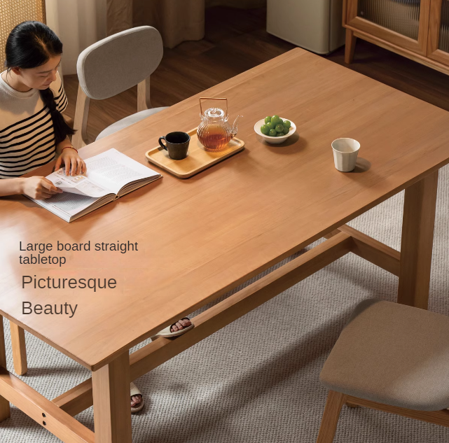Poplar Solid Wood Modern Large Board Dining Table.