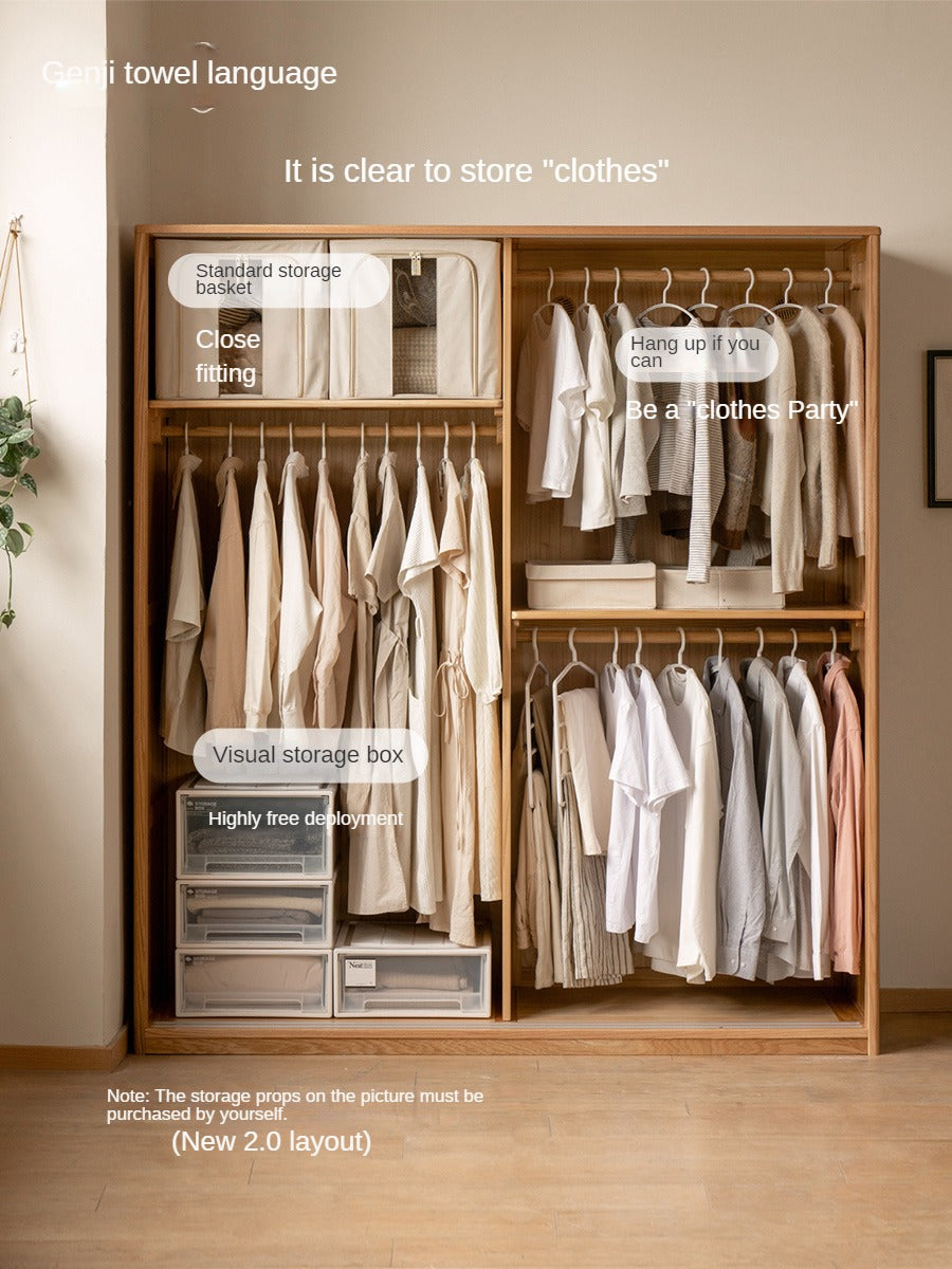 Oak Solid Wood Sliding Door Wardrobe