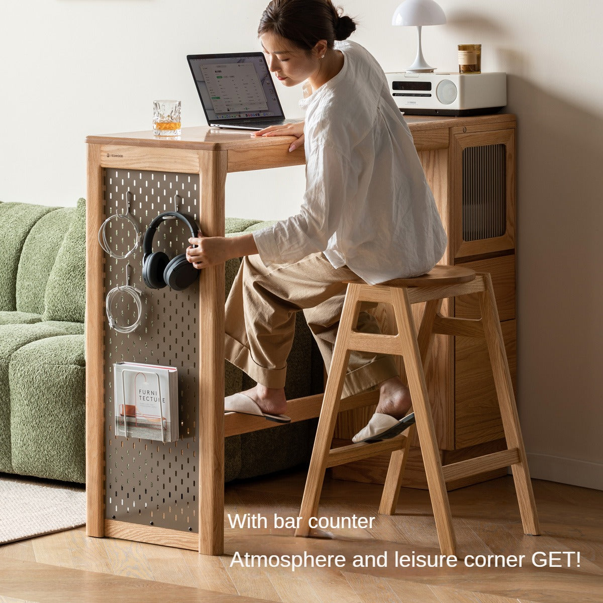 Oak Solid Wood High Feet Stool