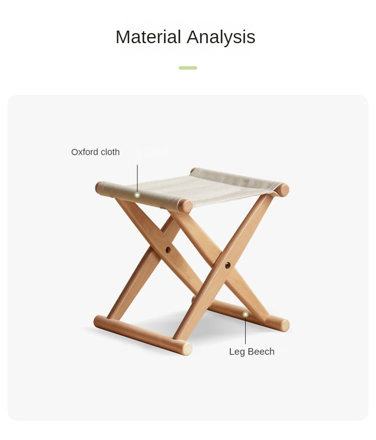 Beech solid wood outdoor portable folding stool