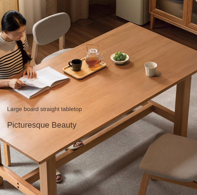 Poplar Solid Wood Modern Large Board Rectangular Dining Table