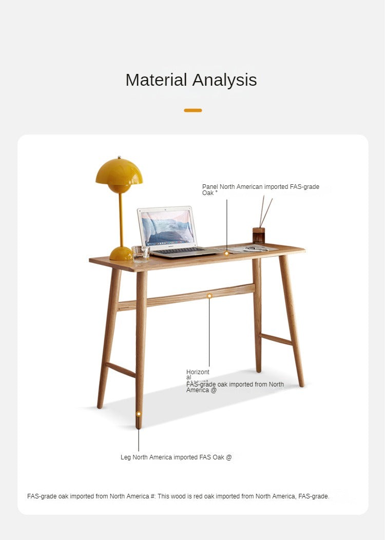 Oak, Cherry Solid Wood Narrow Office Desk