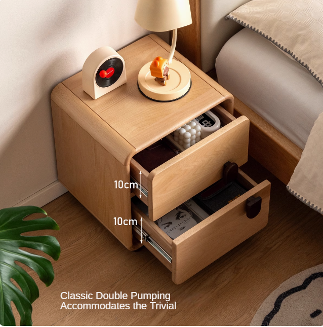 Beech Solid Wood Original Wood Style Storage Nightstand