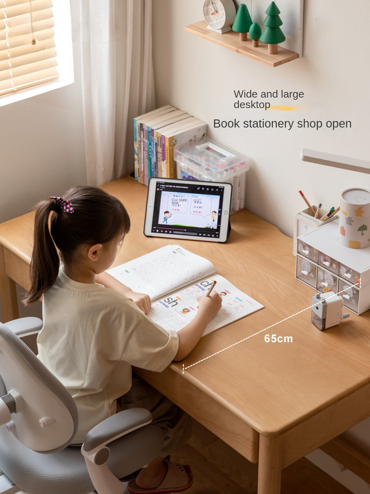 Beech Solid Wood Children's Large Desktop desk