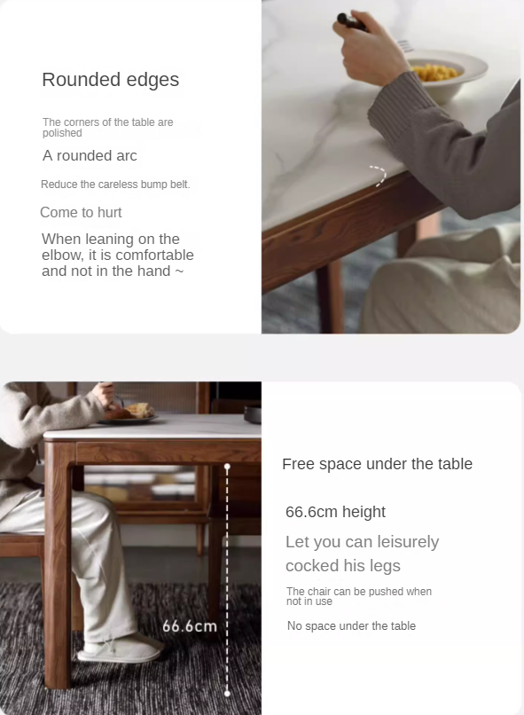 Ash Solid Wood Rock Plate Brown Dining Table