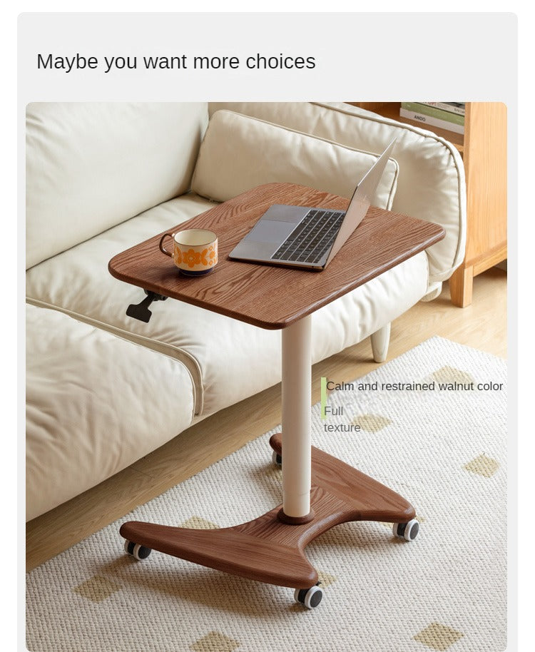 Oak, Ash Solid Wood Standing Desk Lifting Movable Side Table