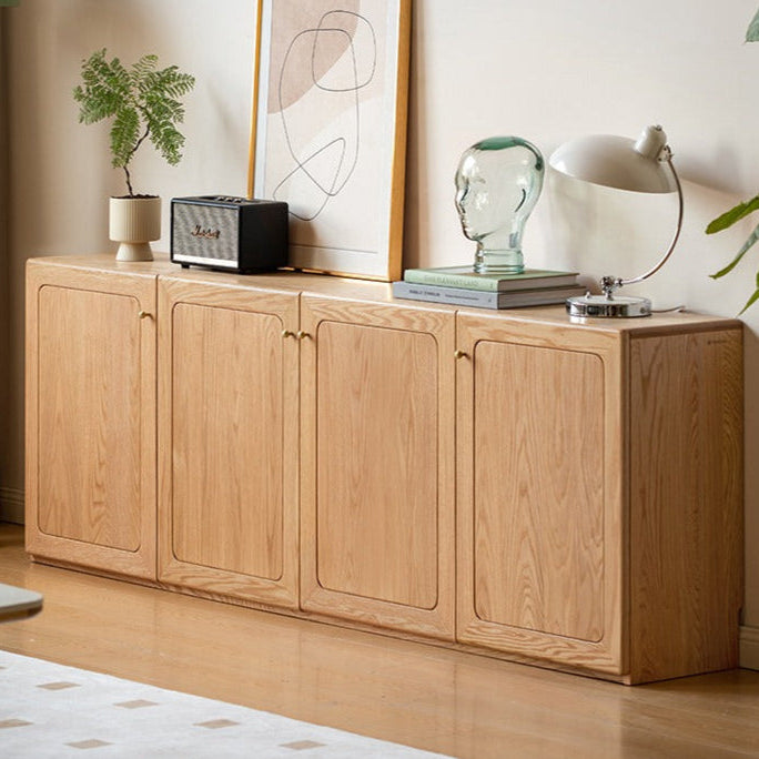 Oak Solid Wood Modern Floor Storage TV Cabinet.