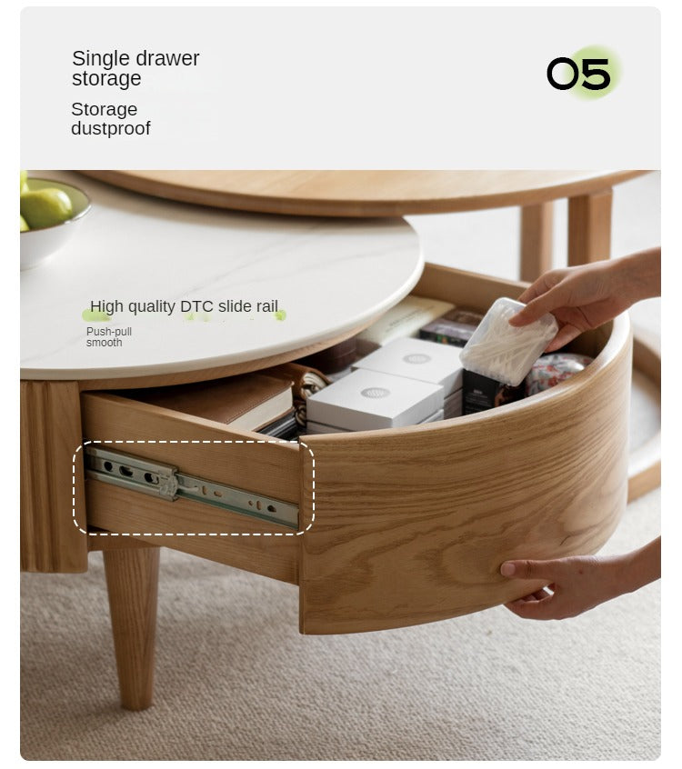 Ash Solid Wood Rock Plate Coffee Table