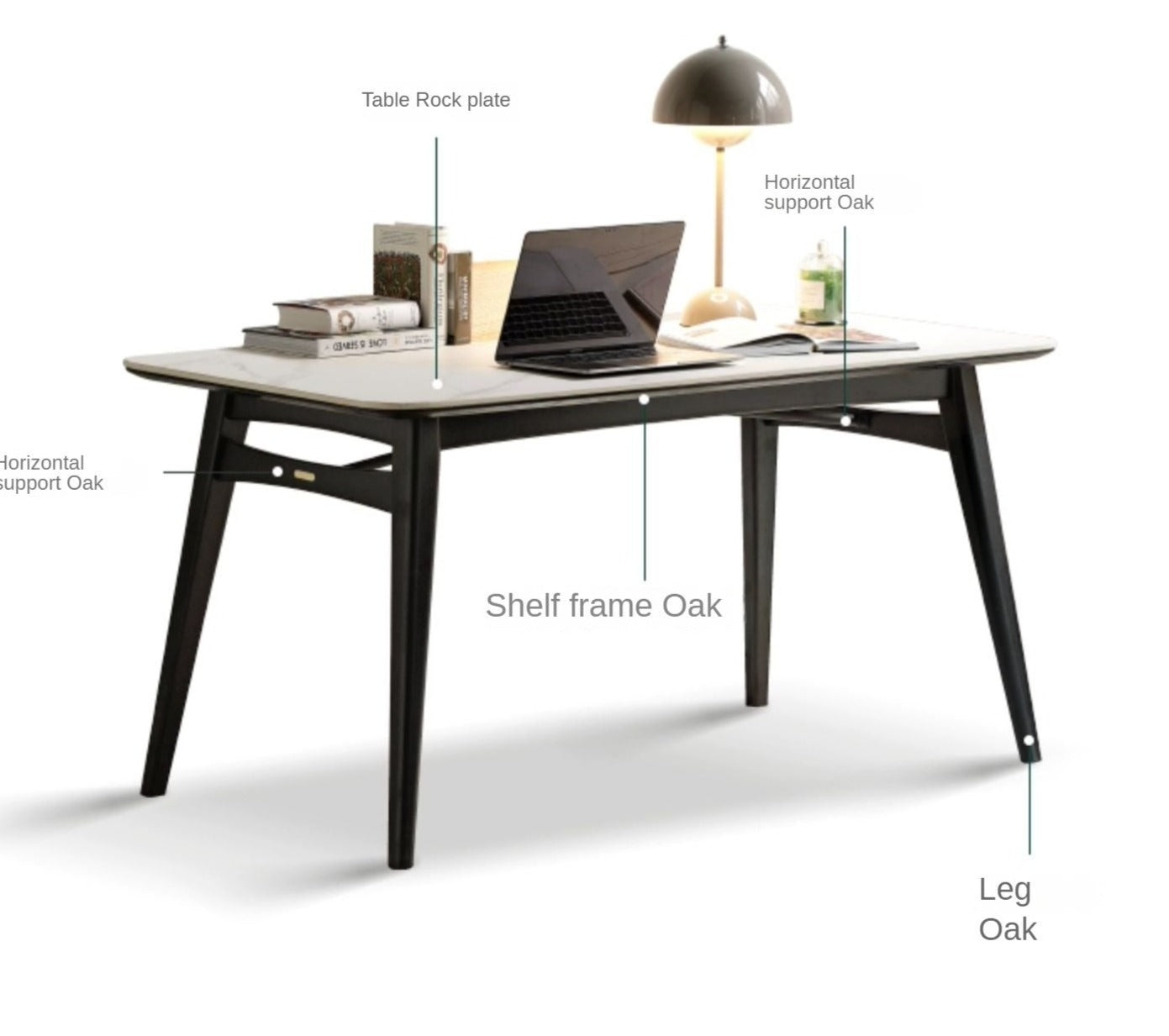 Oak Solid Wood Slate Luxury Dining Table