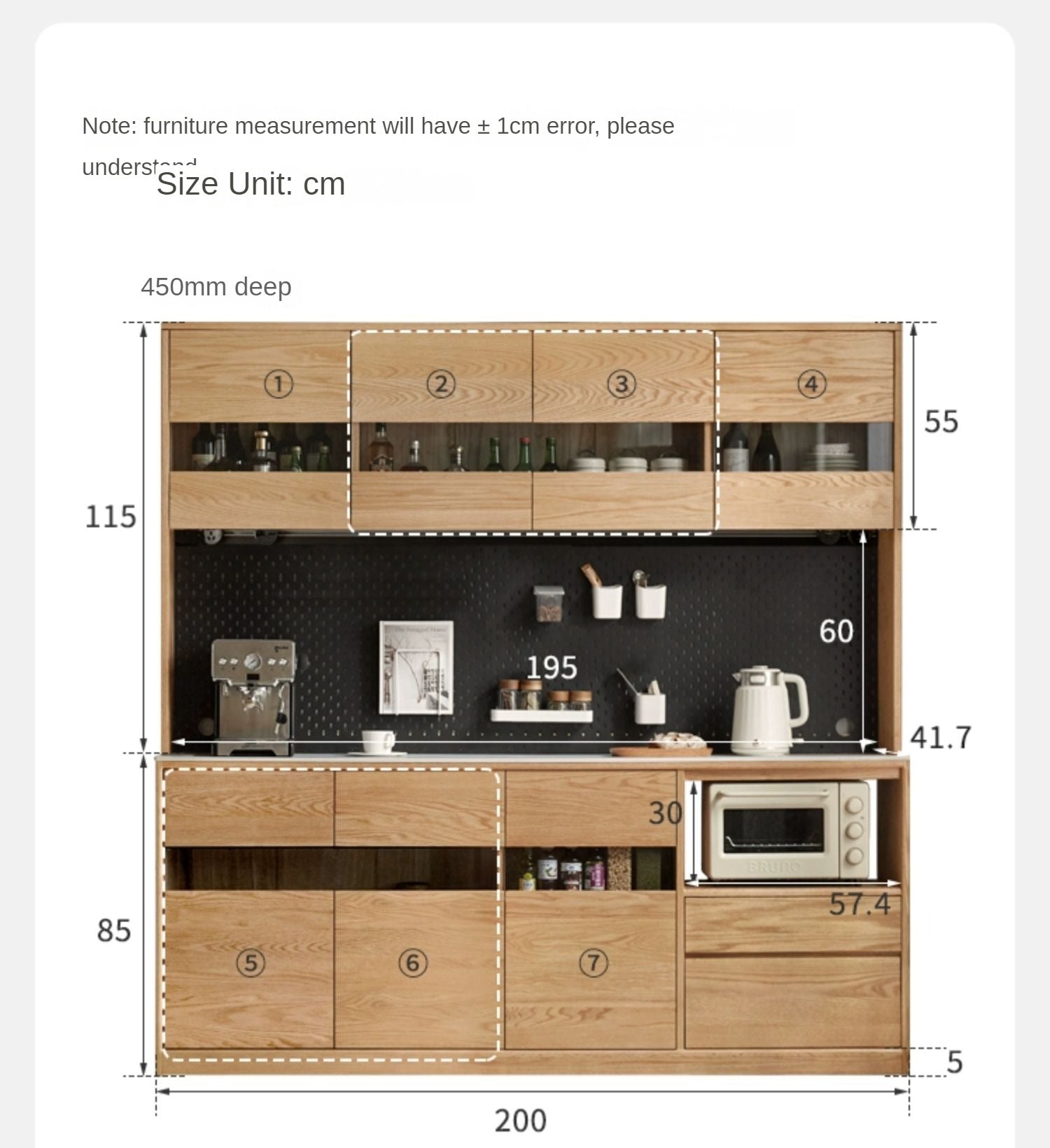 Oak Solid Wood Sideboard Modern Buffet Cabinet