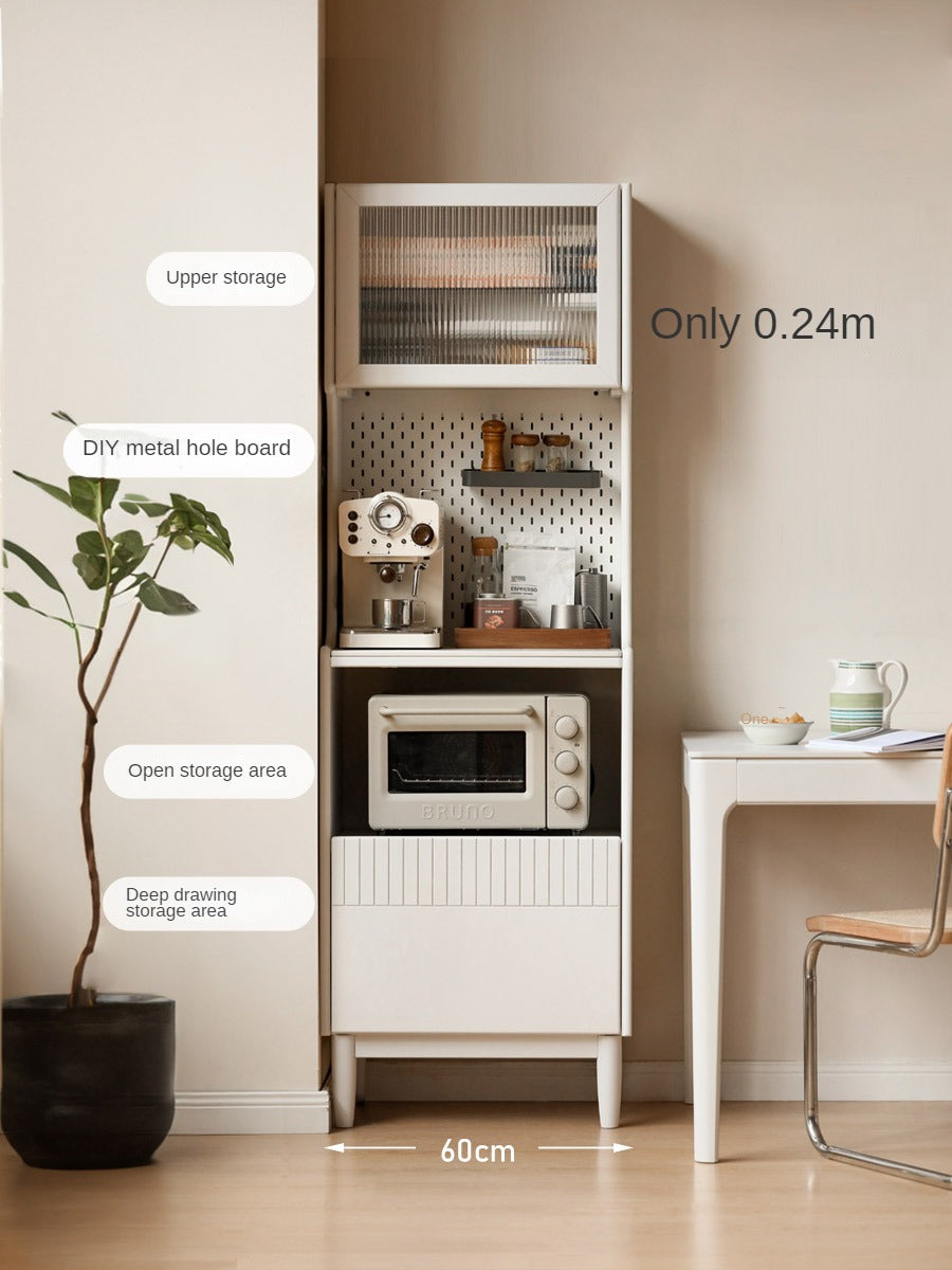 Poplar Solid Wood Sideboard Narrow Cream Style