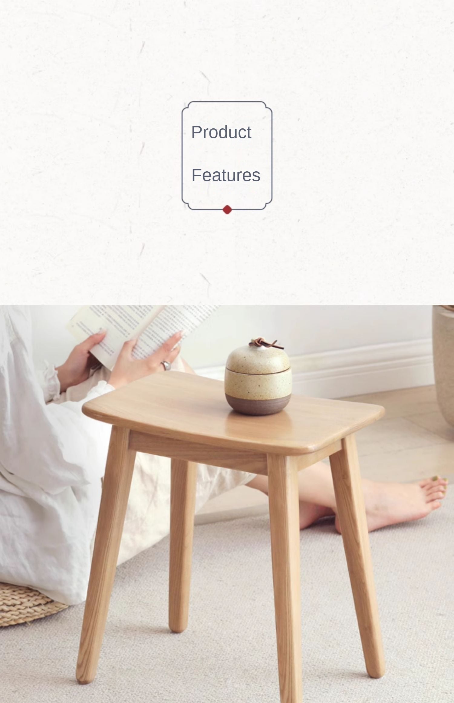 Ash, Oak Solid Wood Modern Makeup Stool