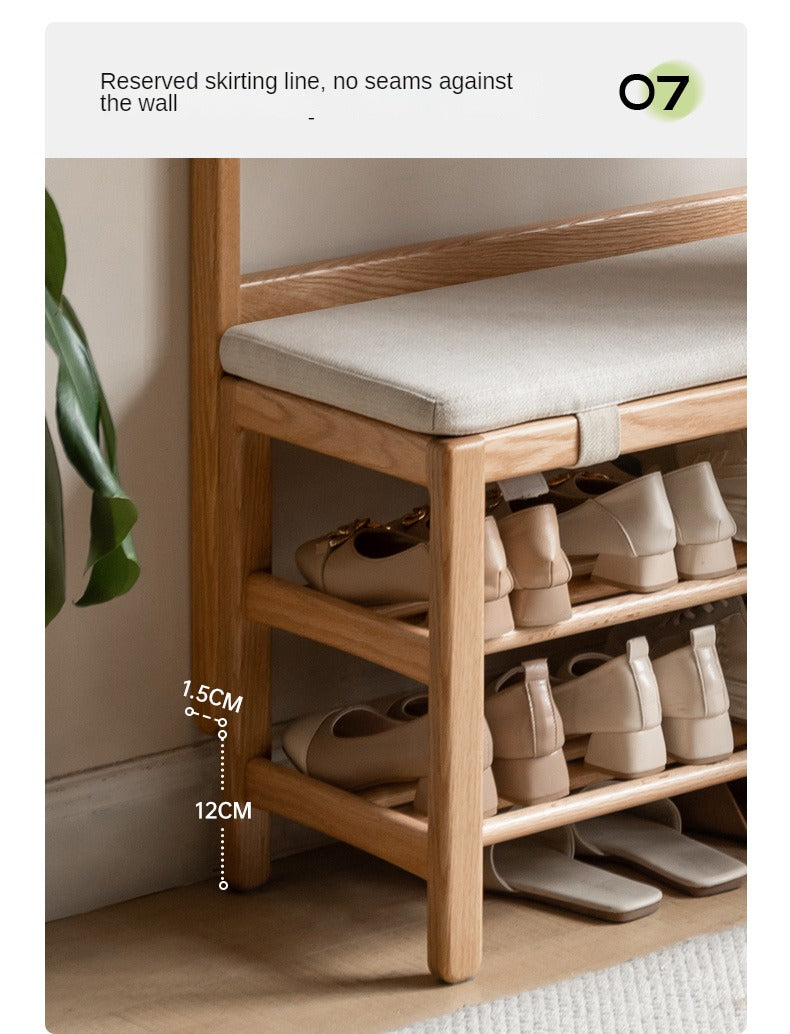 Oak, Beech Solid Wood Shoe Stool Hanger Entrance Partition