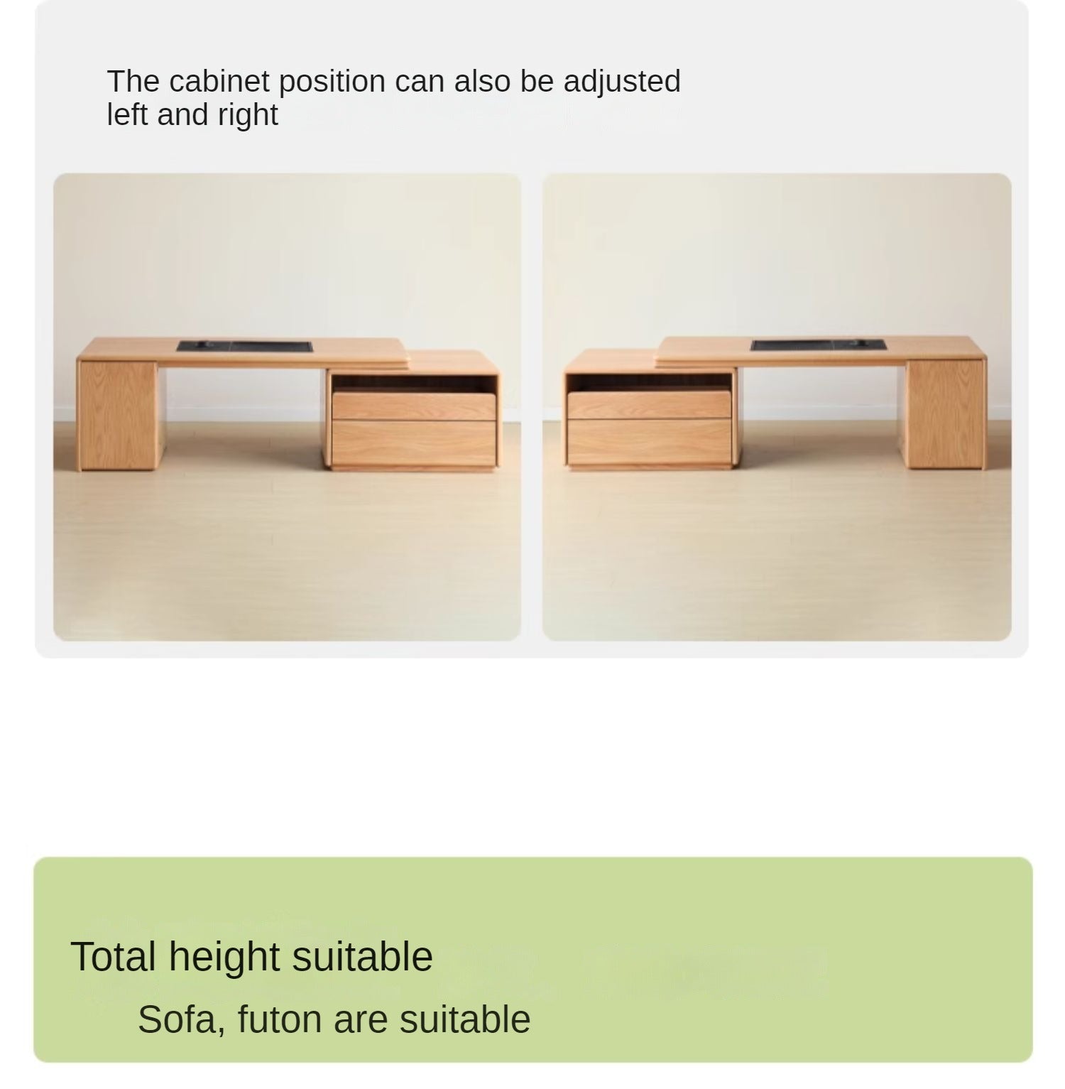 Oak Solid Wood Telescopic Modern Tea Table