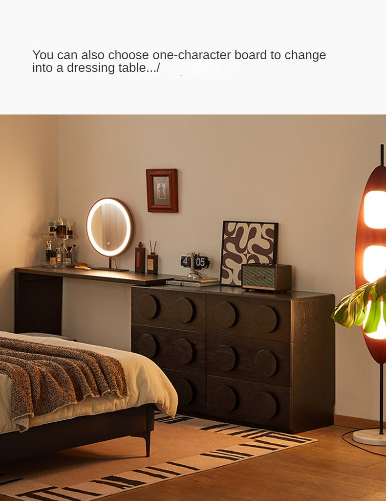 Oak Solid Wood Chest of Drawers Retro Black