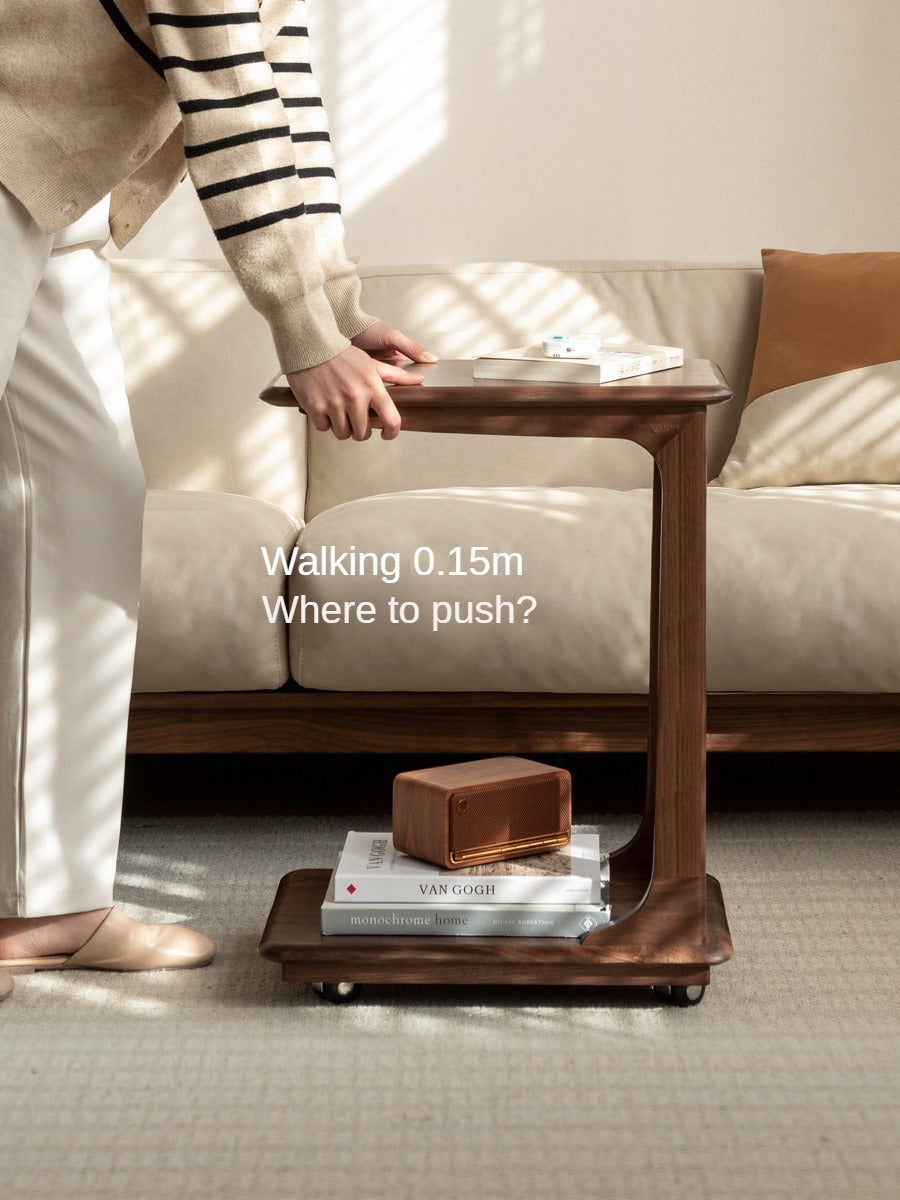 Black Walnut, Sandalwood Solid Wood Mobile Side Table