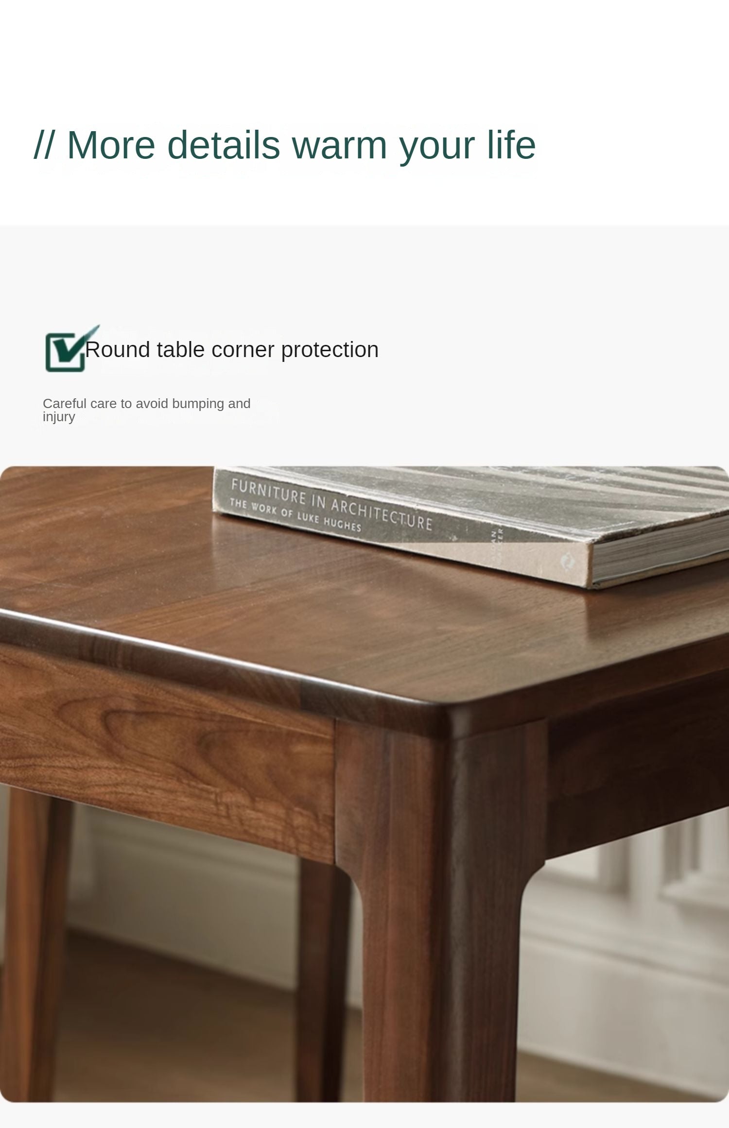 Black Walnut, Sandalwood Solid Wood Rectangular Dining Table
