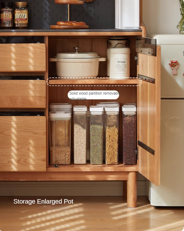 Cherry Solid Wood Rock Board Retro Storage Cabinet