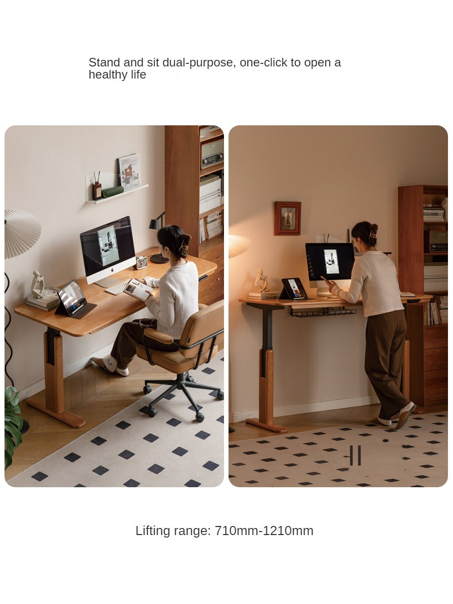 Cherry, Ash Solid Wood Electric Elevating Desk