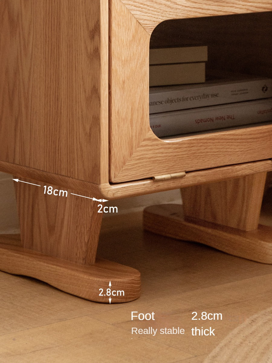 Oak Solid Wood Nightstand Rotate 360°.